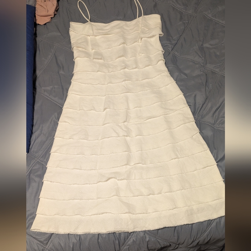 J. Crew White Tiered Midi Dress